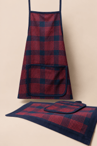 Gift Box - Apron, Pot Holder, Pot Matt, Place Matt & Gloves (Red & Blue)