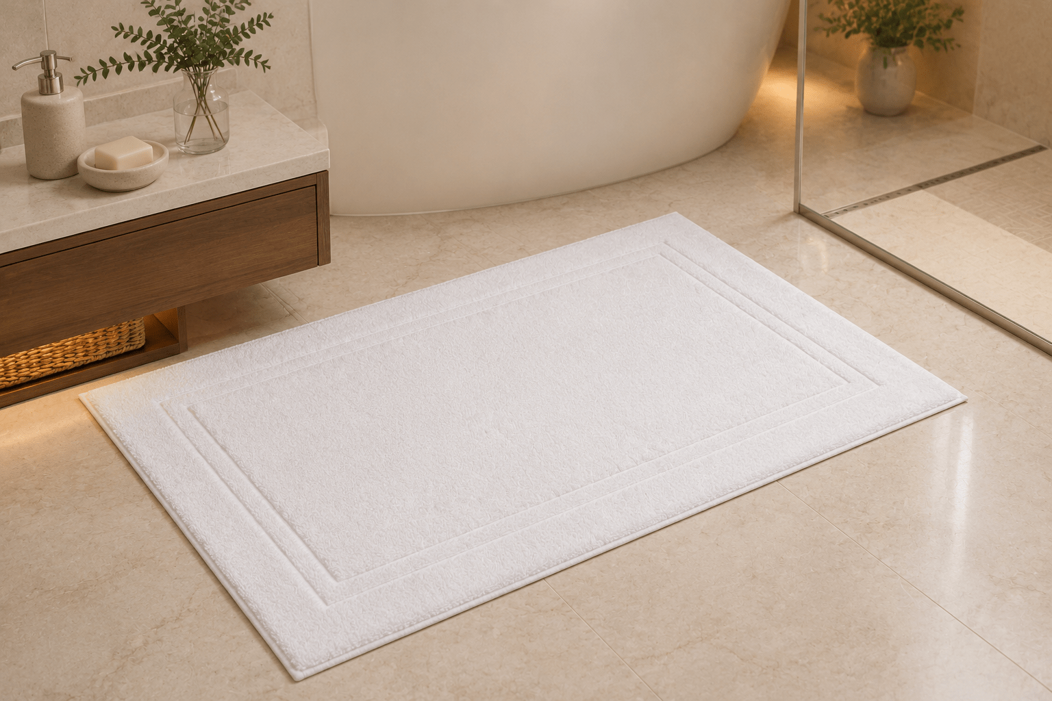 White Photo Frame Bath Matt (75 x 50 CM)