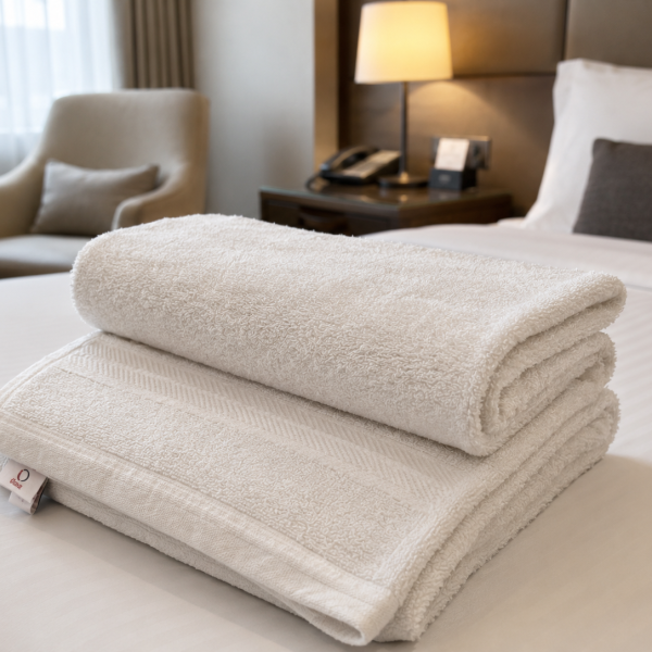 Daigonal Lines Border Bath Towel - White