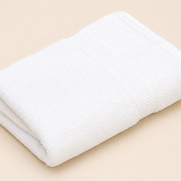 Diamond Border Hand Towel - White