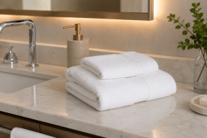 White Diamond Border Towel