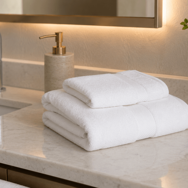 White Diamond Border Towel