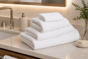 White Multi Lines Border Towel